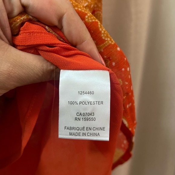 ⚫️ BOGO Joie Orange Ruffled Bib Collar Blouse size small fun flowy summer style - Picture 6 of 9